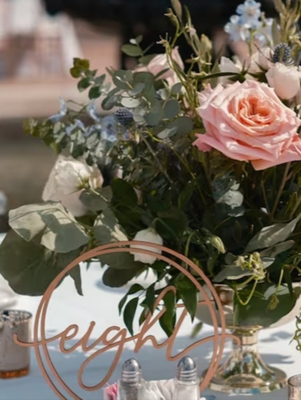 Table Numbers 1-16 With Mr & Mrs Copper Colored Signs